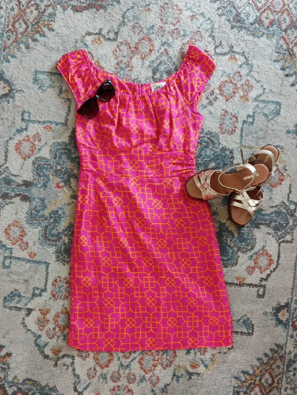 Milly of New York Pink and Orange Geometric Mini Dress